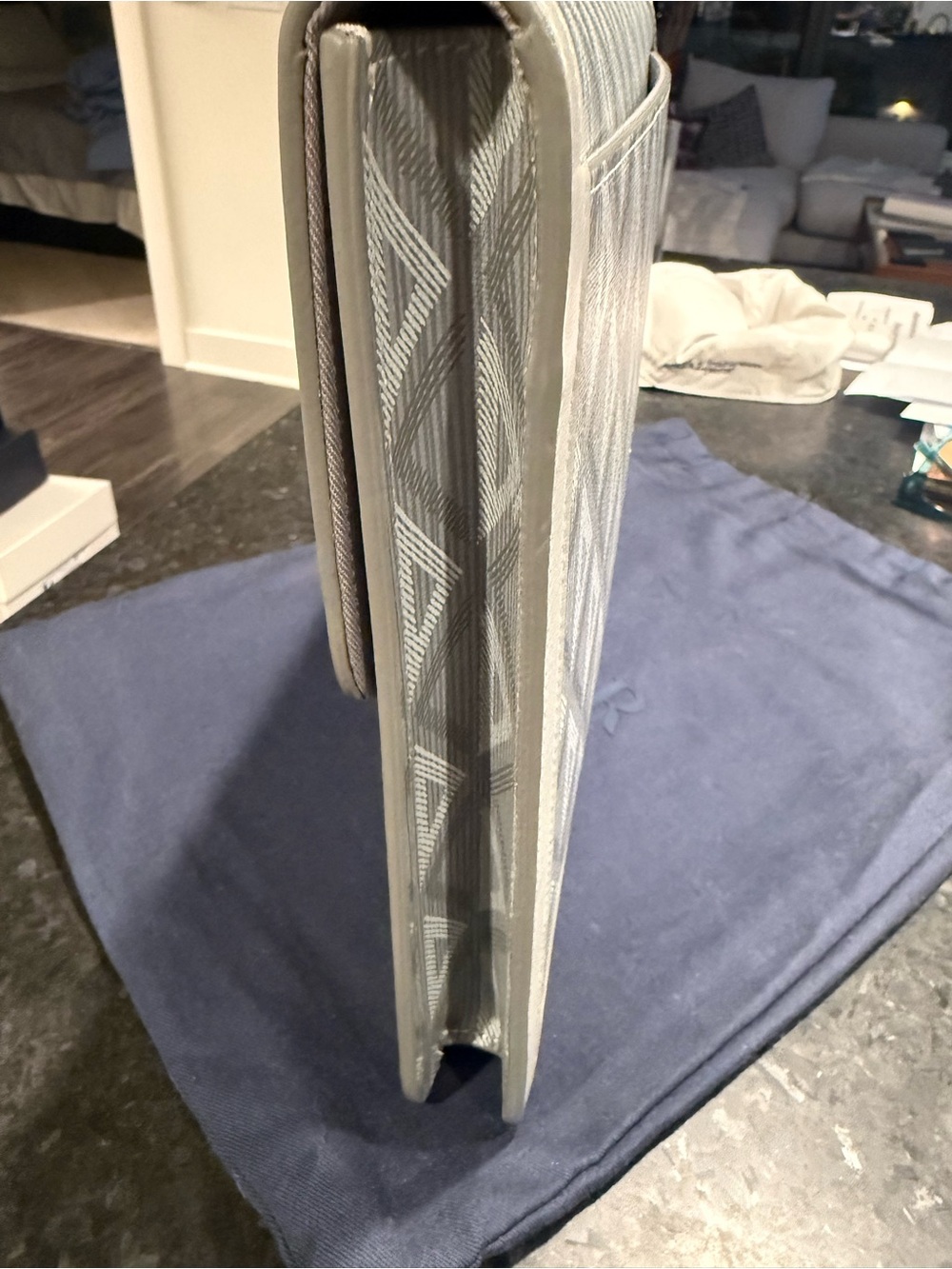 Dior Gray Interior Logo Folio Clutch
